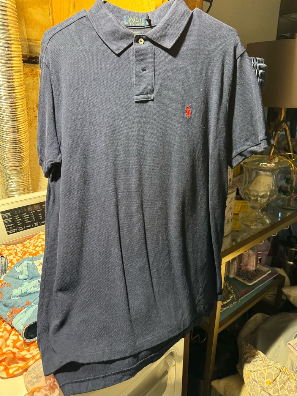 Polo by Ralph Lauren Navy Blue Polo with Red Pony L Large
